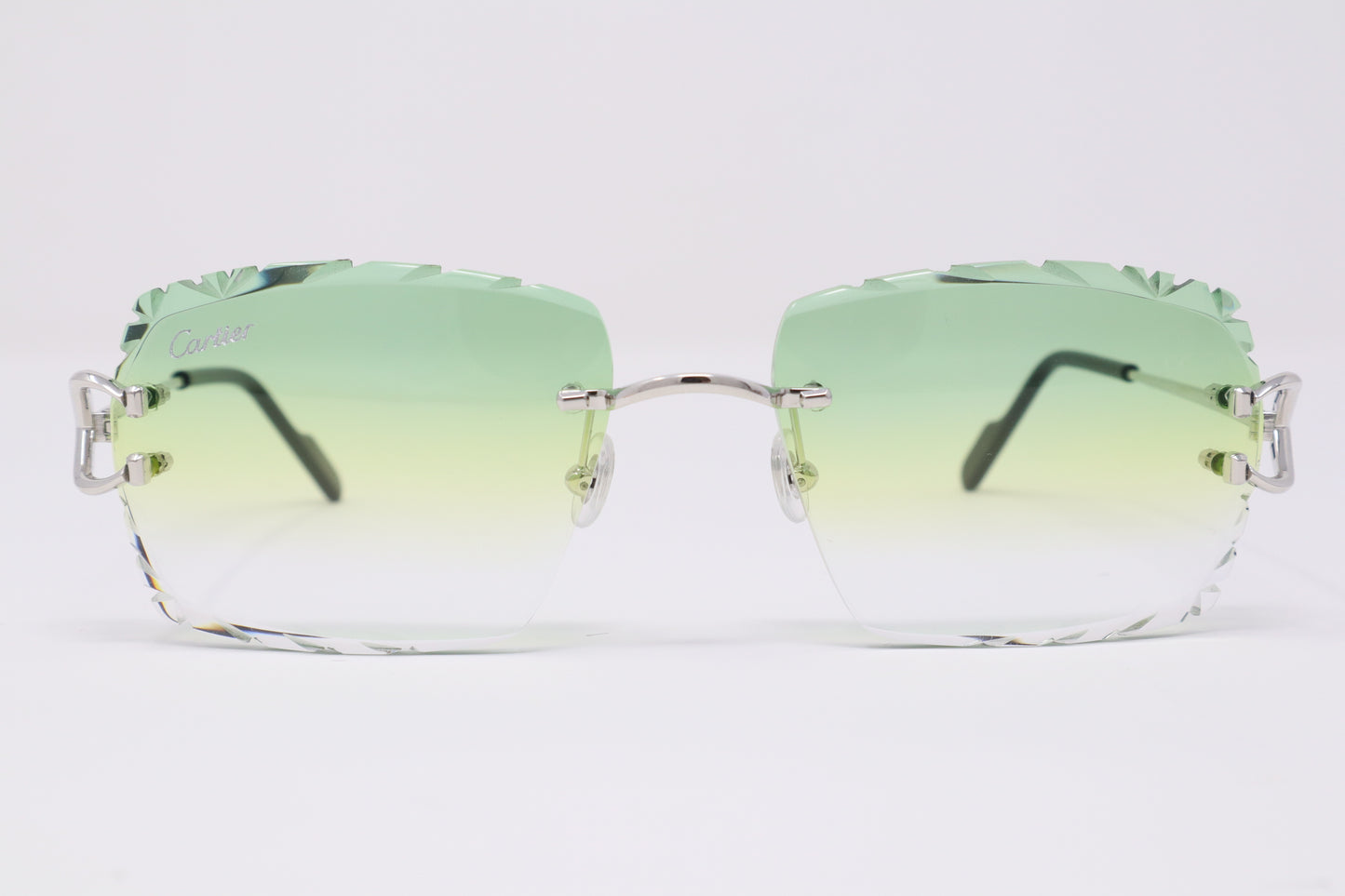 Cartier New Big C with Platinum Finish, Green to Yellow Gradient Lens - Diamond Cut